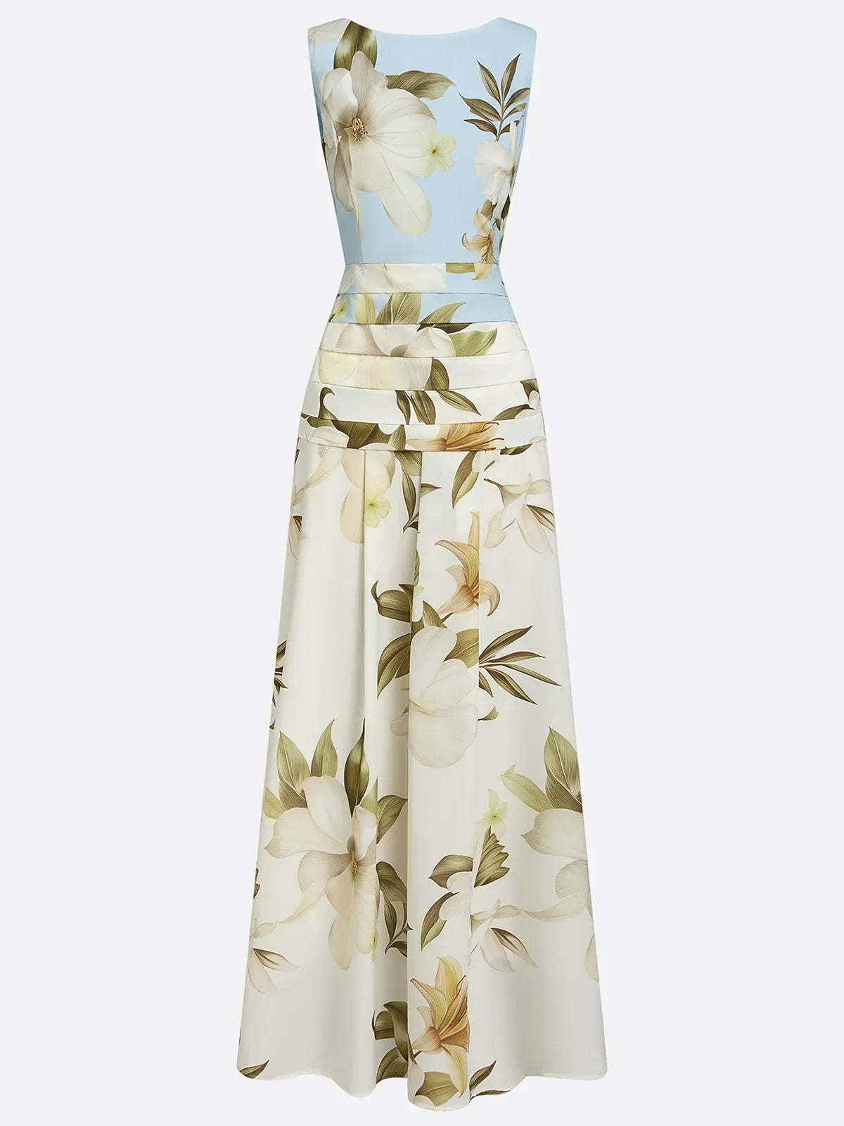 Dam Elegant Maxiklänning med Blommönster och Båtringning